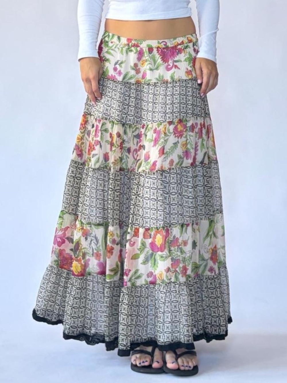 Boho Maxi Skirt Low Rise Medium